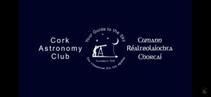 The Cork Astronomy Club Logo. If shows a silhouette of a person looking through a telescope and notes the club was founded in 1978